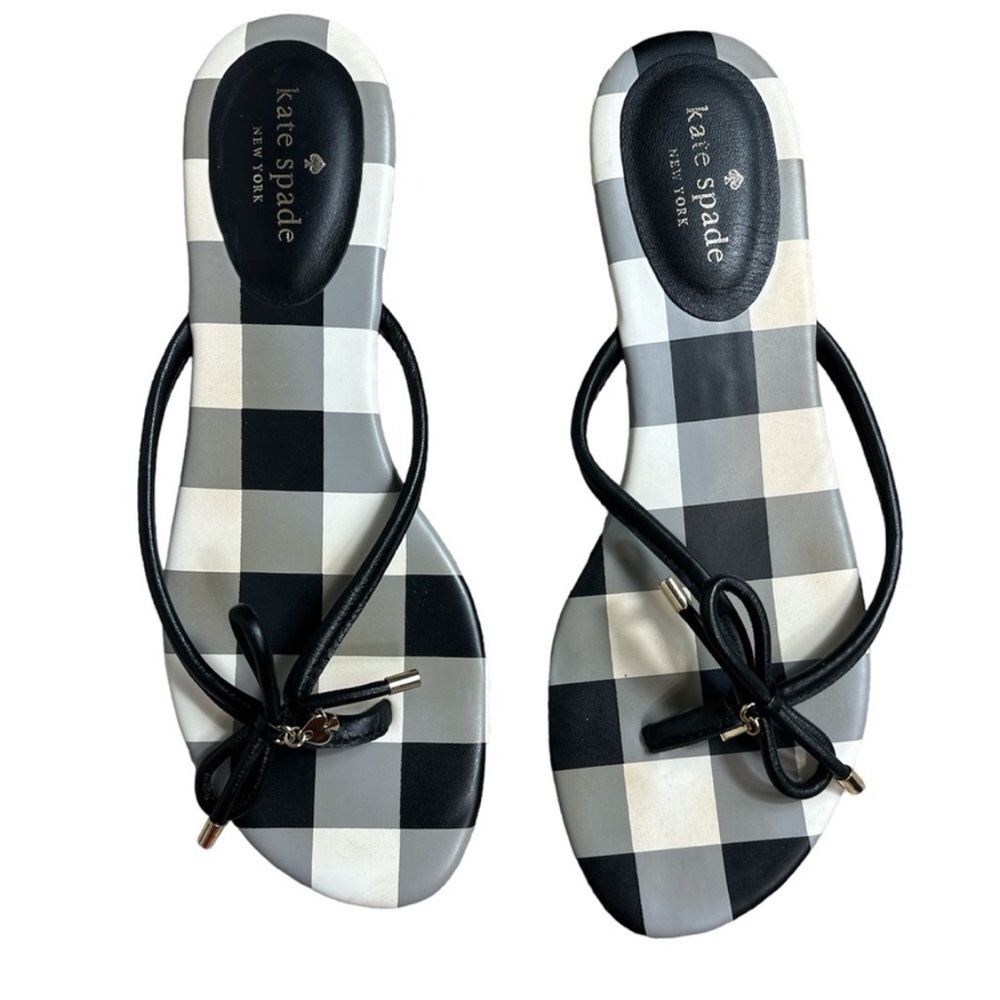 Kate Spade Mystic Bow Sandals flip flops checkered size 7
